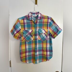 VINTAGE JB Collectables Colorful Plaid Ladies Grandma Shirt
